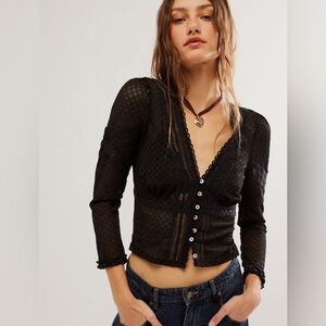 Free People Kika lace button down top